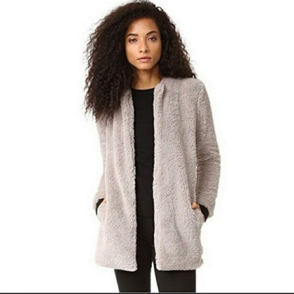 BB Dakota Merrill Wubby Collarless Jacket Coat Medium Taupe - Picture 1 of 12